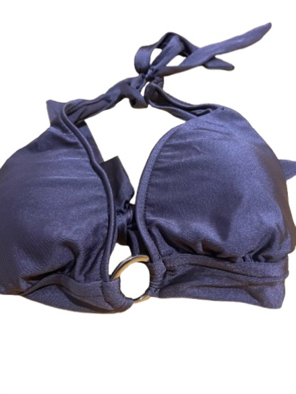 Brown Halter Bikini Top with Gold Ring